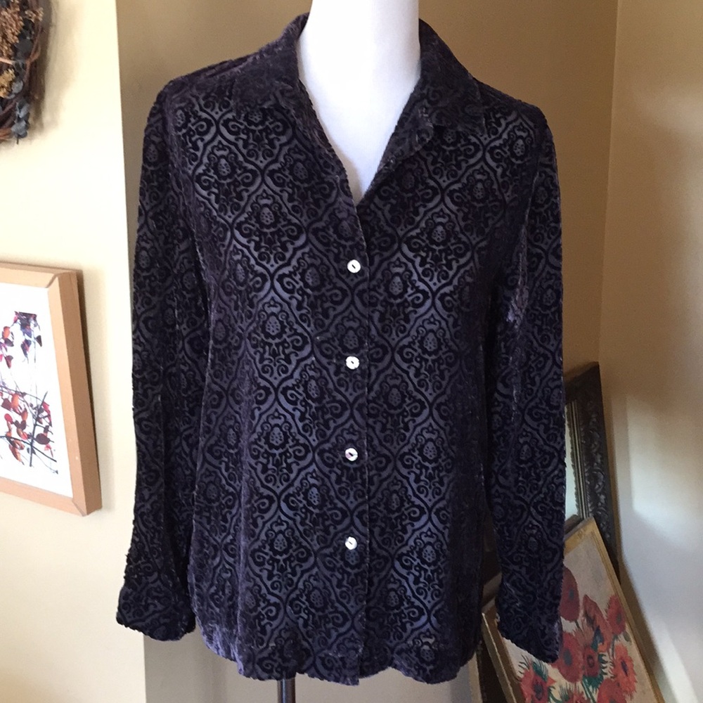 SIGRID OLSEN size Small Silk Velvet Burn-Out Paisley Sexy Elegant WitchyCore